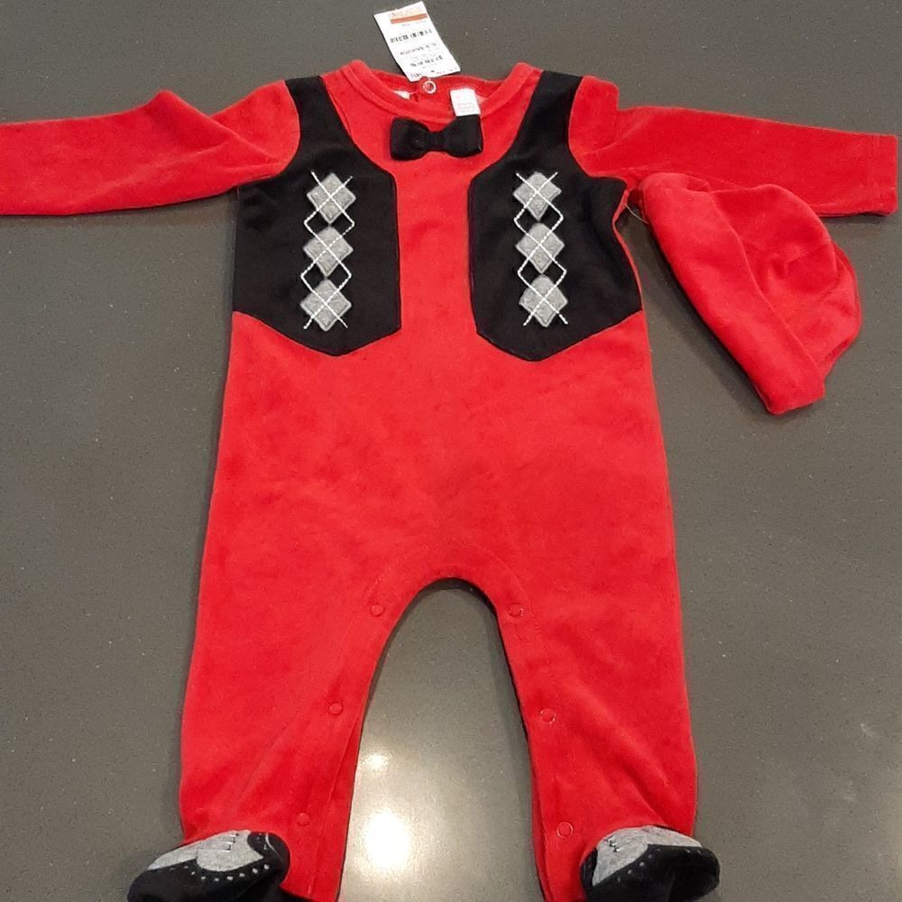 NWT First Impressions Tango Red 2 Piece Onesie